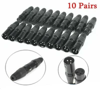 10 pairs xlr dmx 3 pin audio microphone cable connectors 10pcs male 10pcs female mic snake plug cable adapters