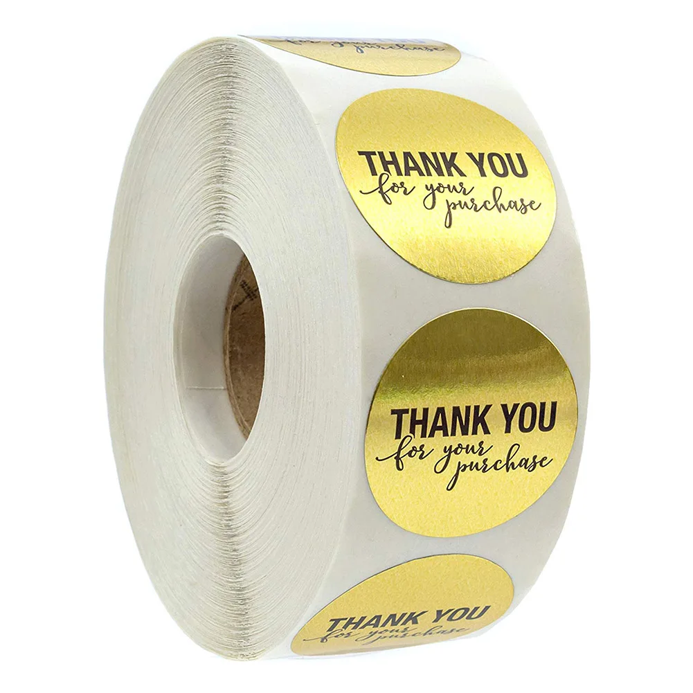 

500pcs/roll Round Gold "THANK YOU for Your Purchase" Stickers for DIY Baking Cookies Biscuits Decorations