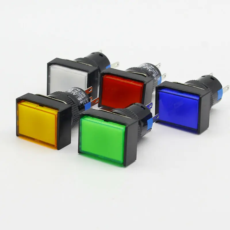 

16mm Rectangle Self-Reset Push Button Electric Circuit Switch AC 250V 3A Push Button Switch 16mm Red, White, Green, Blue, Yellow