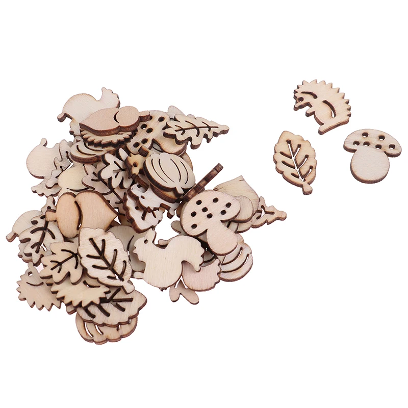 50 шт./компл. смешанные деревянные поделки белка листья грибы скрапбукинг