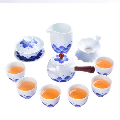 Сине-белые фарфоровые чайные наборы Цзиндэчжэнь керамический чайный горшок