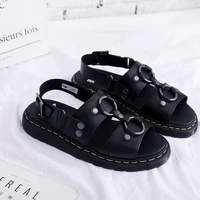 summer high end leather couple sandals for men and women fashionable new casual mens shoes outdoor dm martin shoes