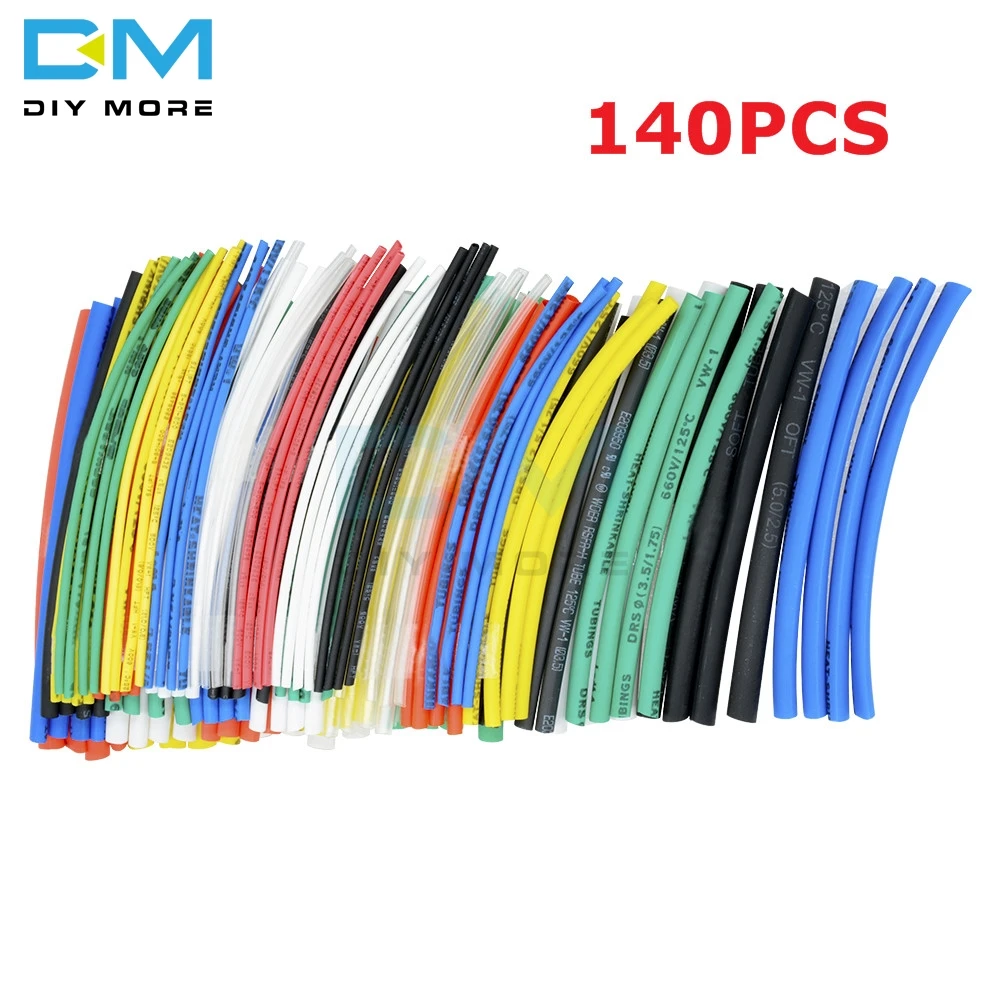 140PCS Multicolor 127/140/328/530 шт Ассорти Полиолефиновая термоусадочная трубка электрического кабеля рукава комплекты пробка 8 размеров многоцветный/черный - Цвет: 140PCS Multicolor