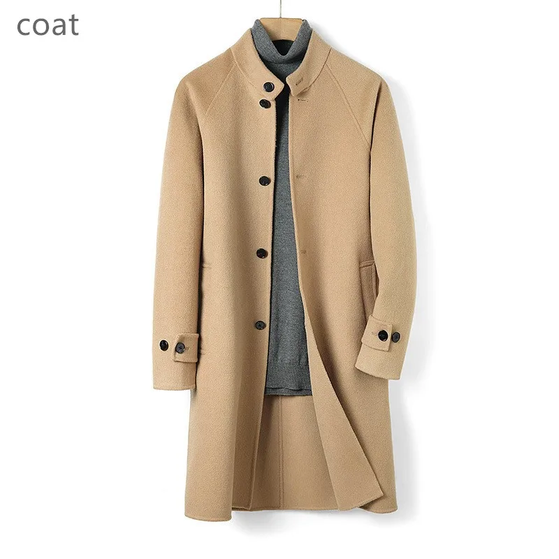 Naizaiga 100 шерсть Двусторонняя однотонная верблюжья черная длинная Мужская зимняя