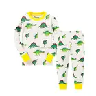 Детские пижамы с динозаврами, Мультяшные пижамы с длинным рукавом на зиму и осень, Детские пижамные комплекты из 100% хлопка, пижамы для мальчиков и девочек из 2 предметов