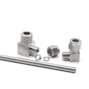 Колено 304 из нержавеющей стали, наружная резьба PT NPT 14 дюйма 12 дюйма, 8 мм 10 мм 12 мм 14 дюйма 12 дюйма, ДВОЙНОЙ обжимной трубчатый Компрессионный фитинг, соединитель