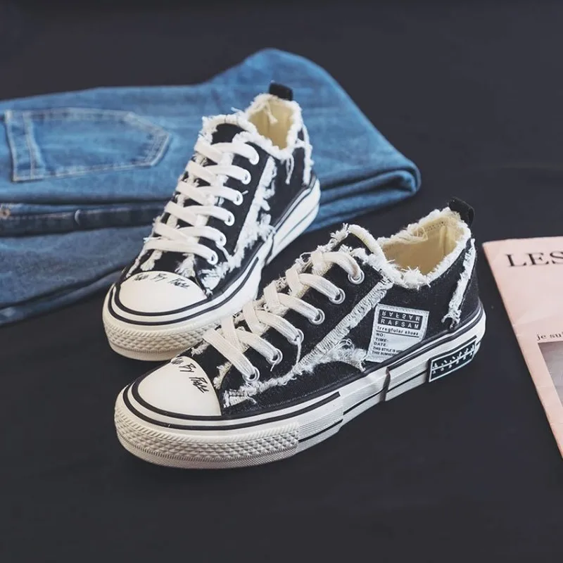 Студенческие модные парусиновые туфли смешанных цветов на весну и лето женские