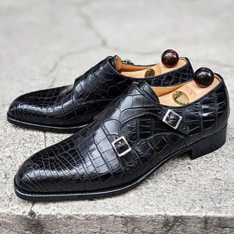 

Men Shoes Fashion Monk Spring Autumn Slip on PU Leather Simplicity Banquet Round Toe Fat Comfortable Chaussure Homme Daily XM590