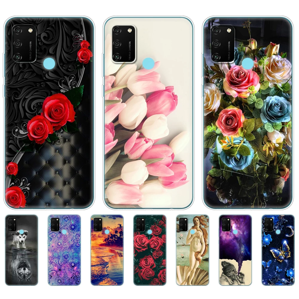 Силиконовый чехол для Huawei HONOR 9A 6 3 дюйма бампер мягкий телефона из ТПУ на Honor 9 A