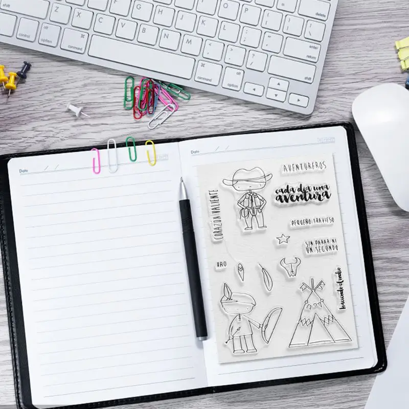 Кемпинг мальчик силиконовый прозрачный печать DIY Скрапбукинг рельефная