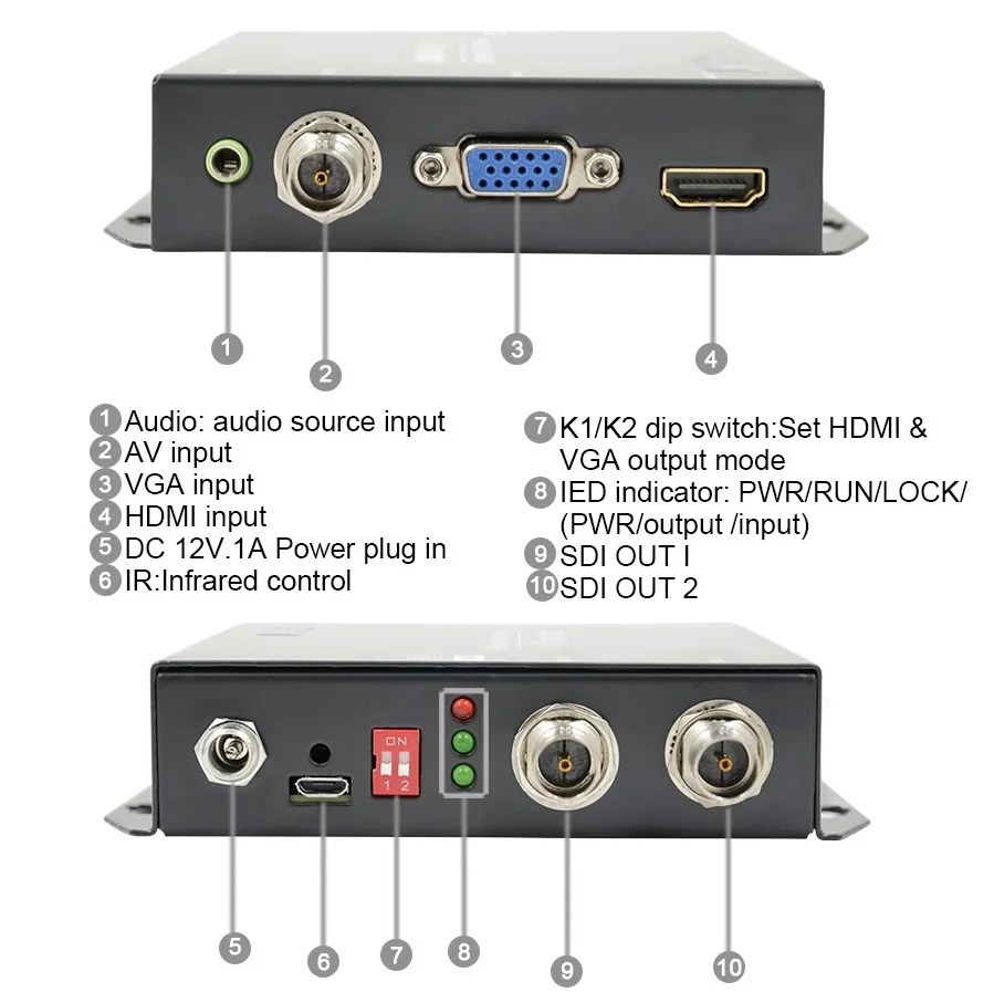 LINK MI CV190 HDMI VGA CVBS к SD/HD/3G SDI видео преобразователь до 200x120 @ 60 Гц сигнал PAL/NTSC HD m 3G m|cvbs to