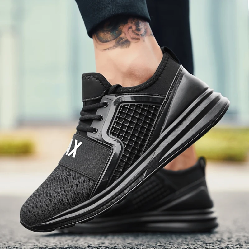Кроссовки мужские сетчатые без шнуровки дышащие повседневная обувь большие