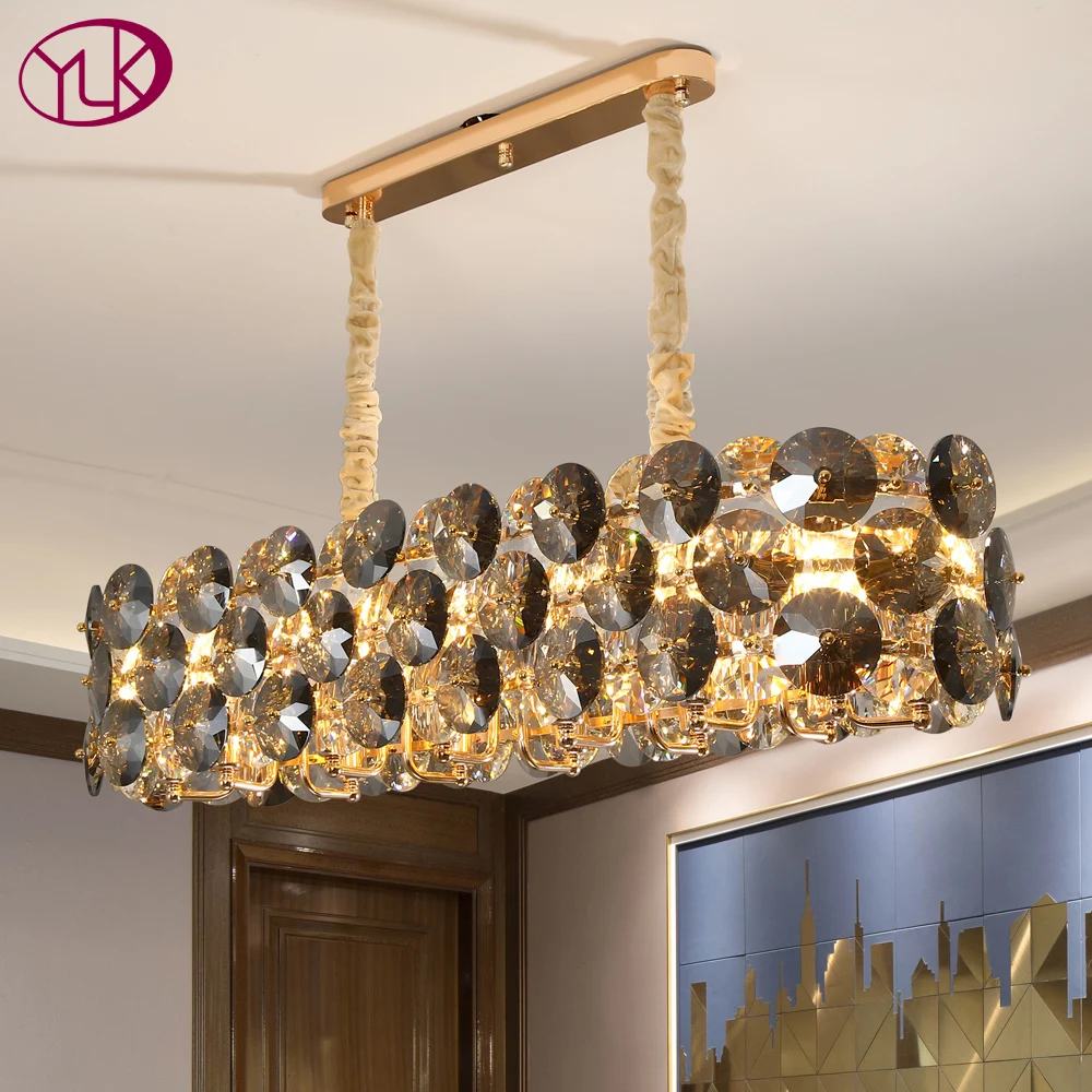 Современная хрустальная люстра для столовой современный Овальный дизайн лампа