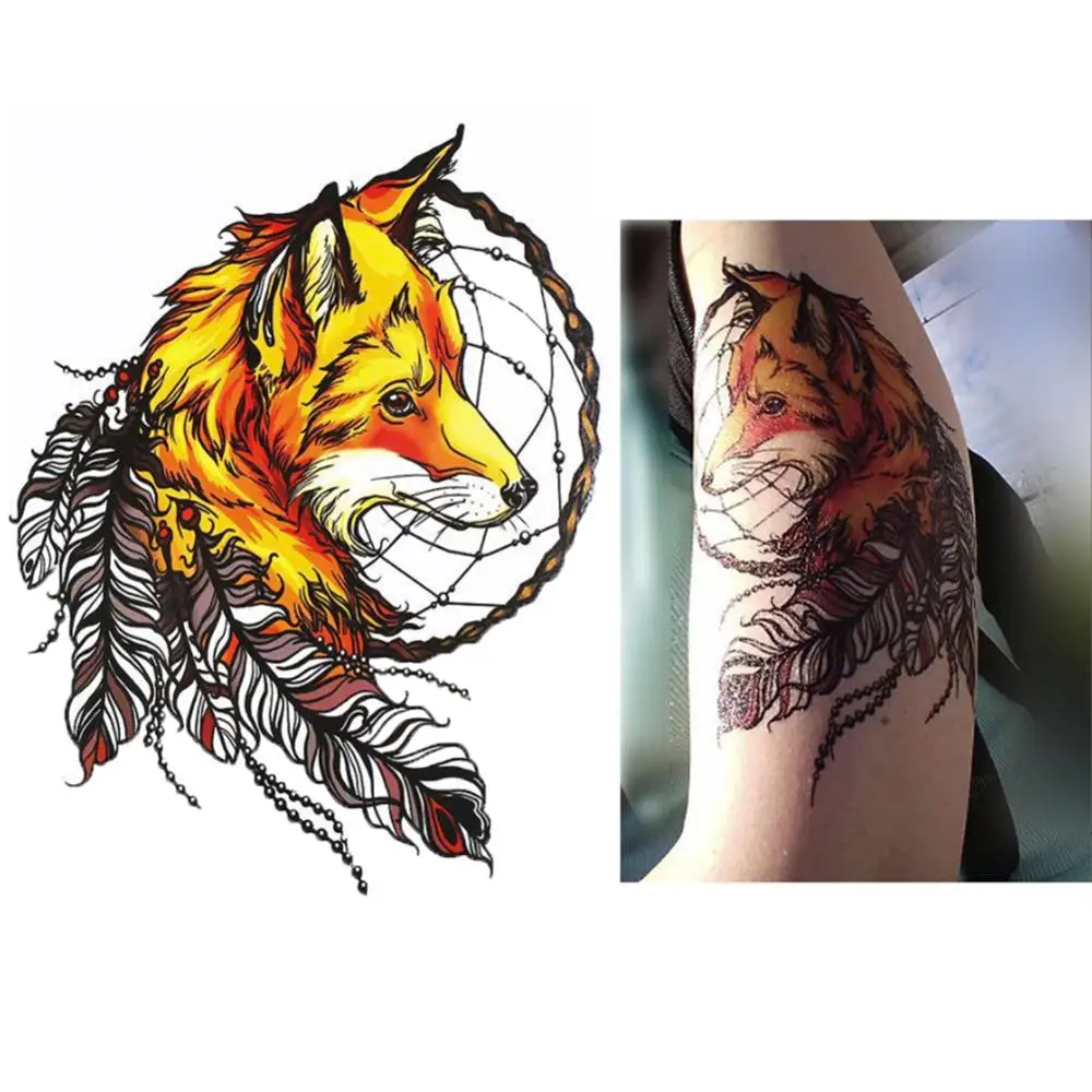 Женские водостойкие наклейки для татуировок цветные животные акварельная