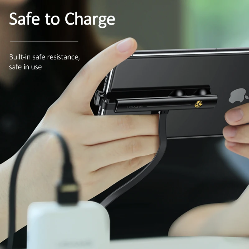 USAMS USB кабель для iPhone X 8 7 6 Micro type C игровой Кабель провод присоски Xiami 9 samsung S9
