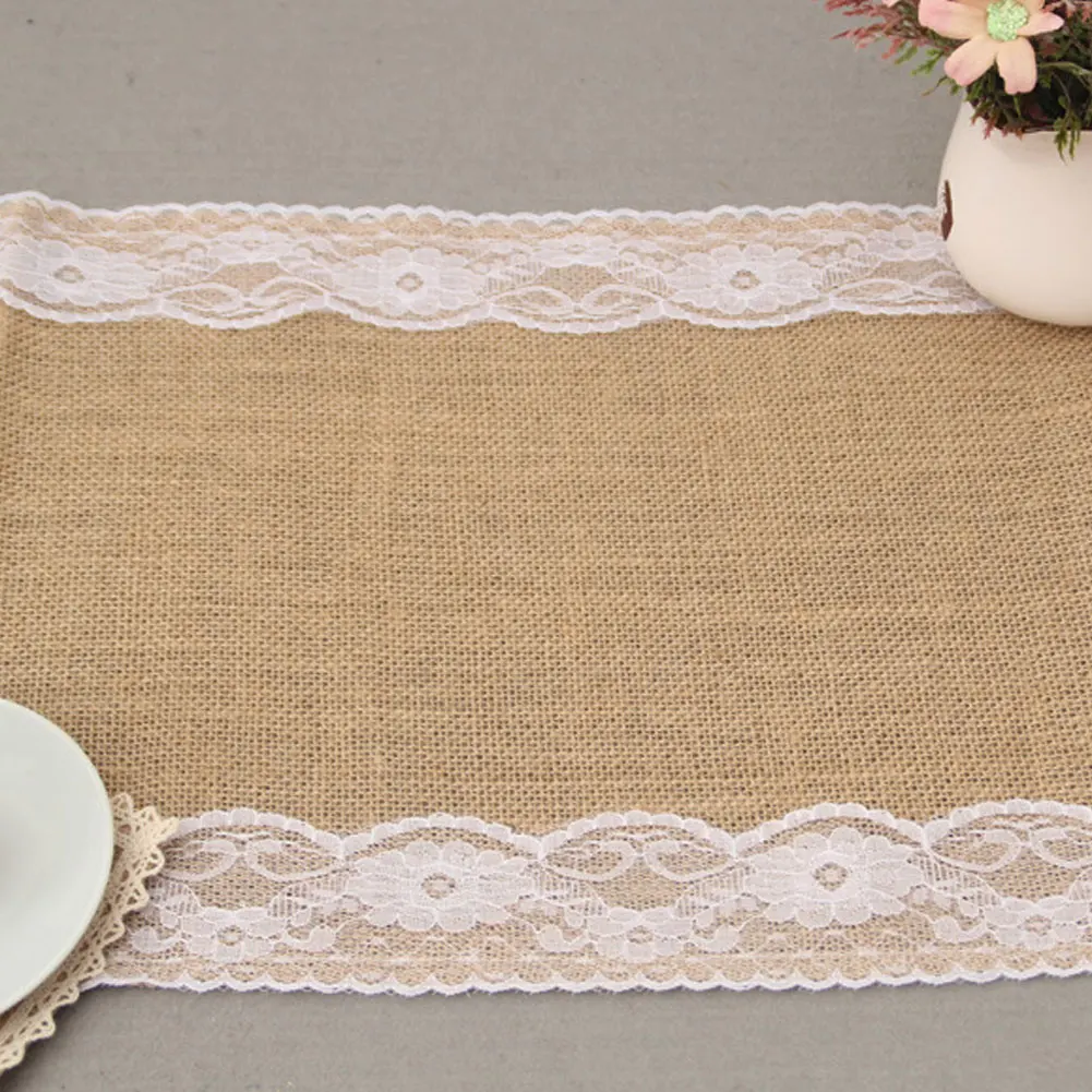 

Jute Table Cover Both Sides Household Items Table Decoration Lace Table Runner Hollow Table Runner Tablecloth Decoration 3 Sizes