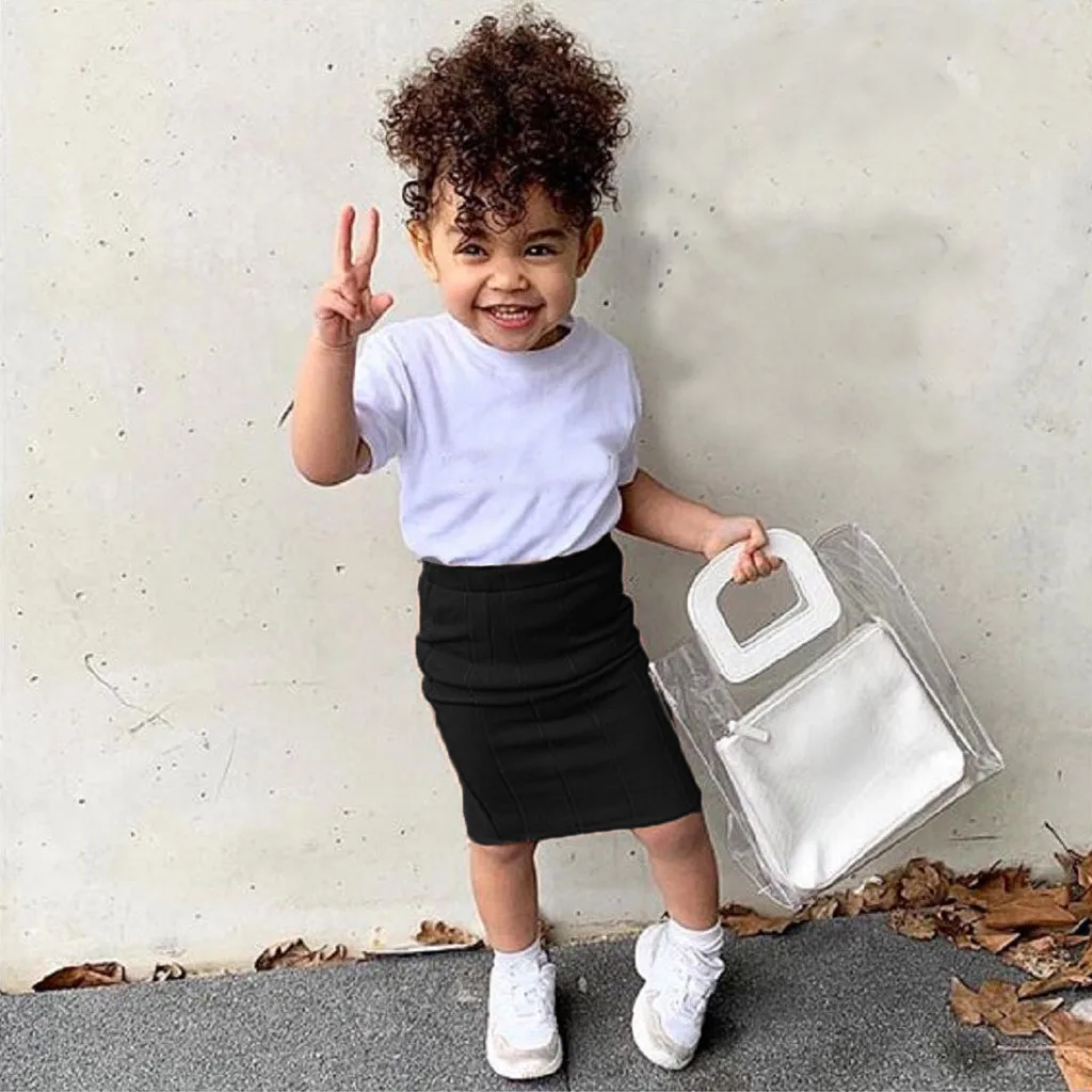 Летняя и Осенняя детская юбка Todder модная однотонная вязаная принцессы для