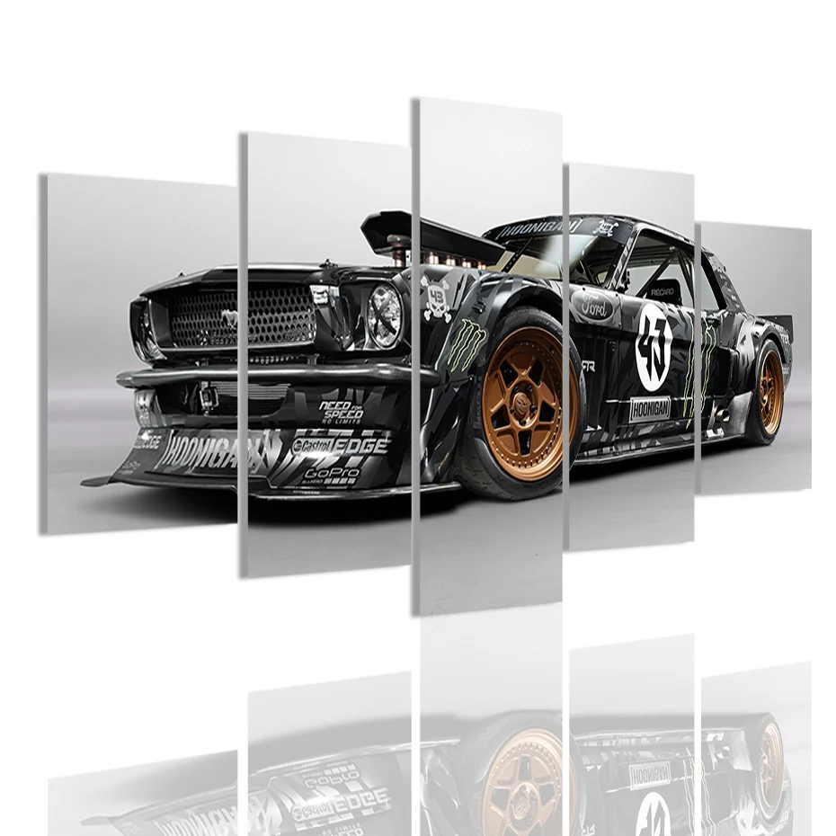 

Vintage 1965 Sport Car 5 Panels HD Canvas Painting Poster Wall Art Print Picture for Living Room Interior Home Decor Frame