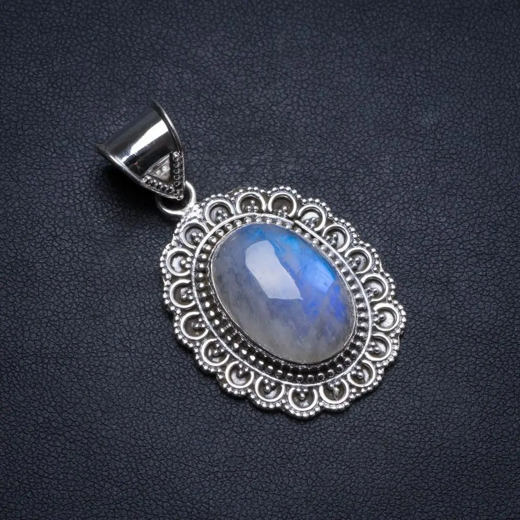 Натуральный Радужный Лунный Камень ручной работы уникальный кулон из