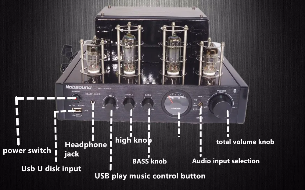 Новый черный Nobsound MS-10D MKII Hifi 2 0 ламповый усилитель USB/4 Bluetooth/волоконно-коаксиальный