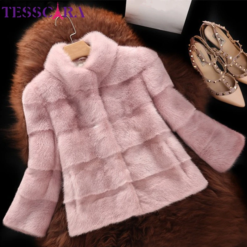 Женская куртка с искусственным мехом TESSCARA базовое пальто из высококачественного