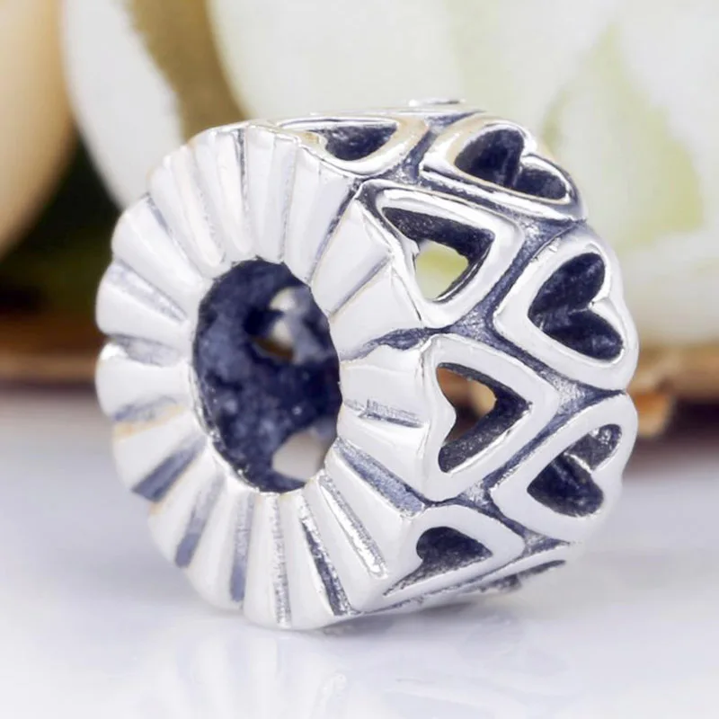 

New 925 Sterling Silver Charm Openwork Freehand Heart Spacer Bead Fit Original Bracelet Necklace DIY Jewelry