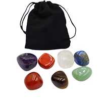 7 pieces of natural crystal stone with storage bag adjustable drawcord bright color chakra tools in seven colors