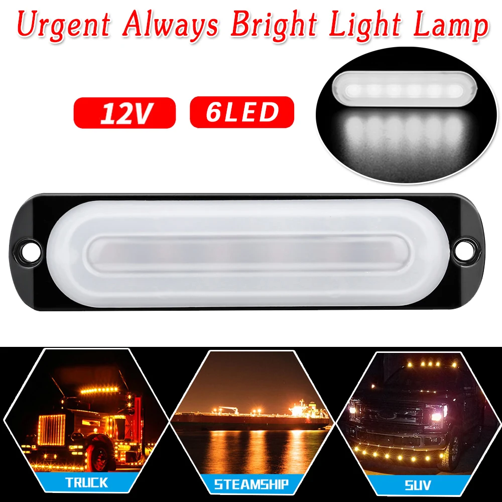

6 LED Car Light Truck White 12V 24W Anti-collision Off-Road Safety Signal