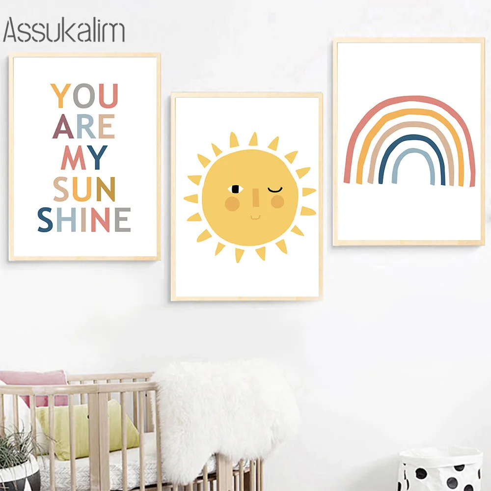 

Sunshine Rainbow Canvas Painting Nursery Wall Art Poster Cartoon Wall Art Print Nordic Posters And Prints Baby Room Decoration