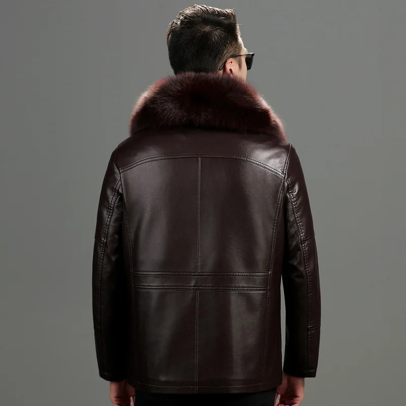 

Winter Fur Leather Jacket Mens Plus Size 4XL Faux Leather Jackets Warm Cashmere Overcoat Windbreaker Motorcycle Biker Tops Hot