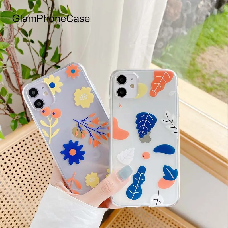 GlamPhone чехол с листьями цветами планшетом Женский для iPhoneSE 2 11Pro/Max X XS Max XR мягкий