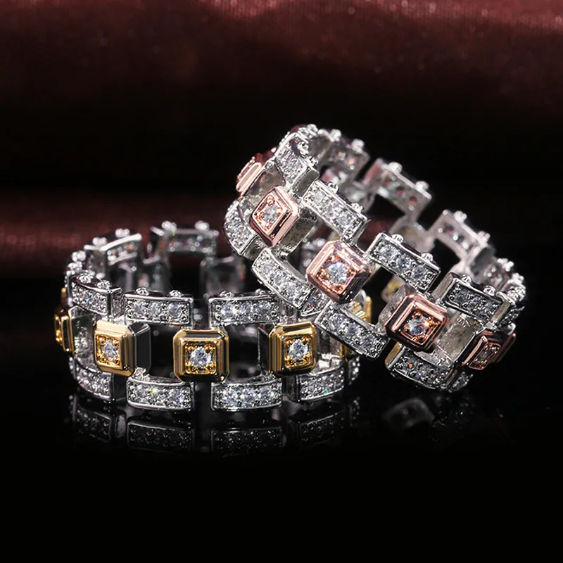 Huitan хип-хоп полузолотые/розовые золотые мужские кольца в стиле панк Роскошные