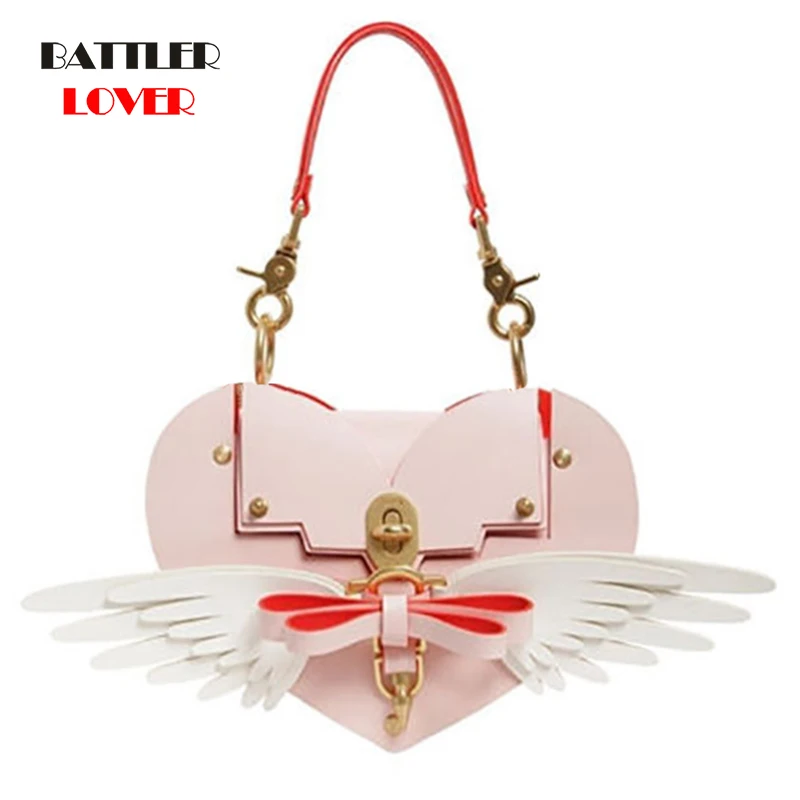 

Heart Shapes Shoulder Bags For Women 2021 New Wings Design Handbags Female Luxury Brand Crossbody Purses Ladies Messenger Flaps