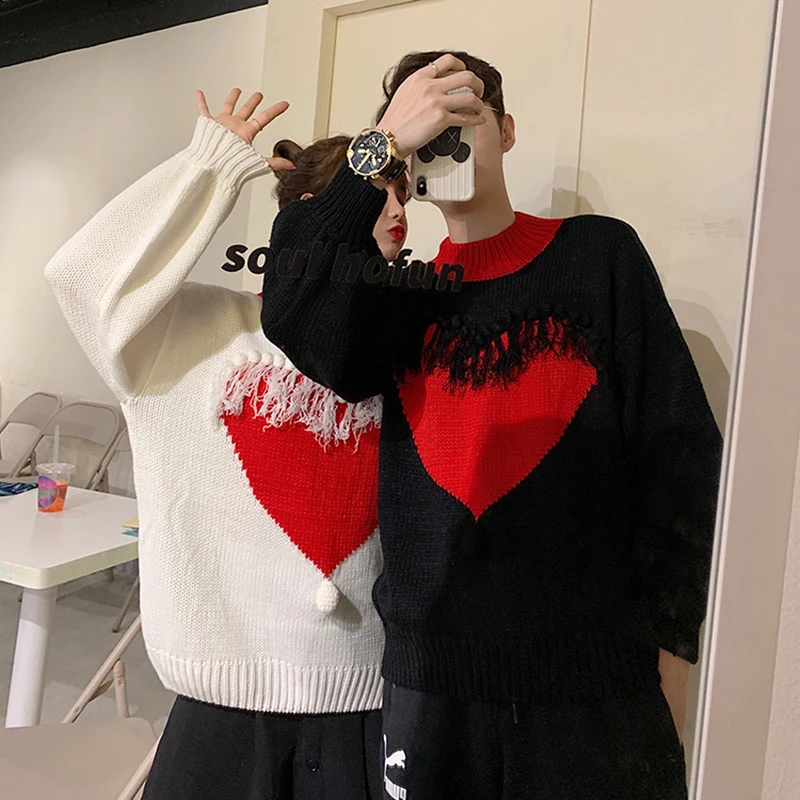 Женский свитер с кисточками белый красный длинным рукавом | Женская одежда