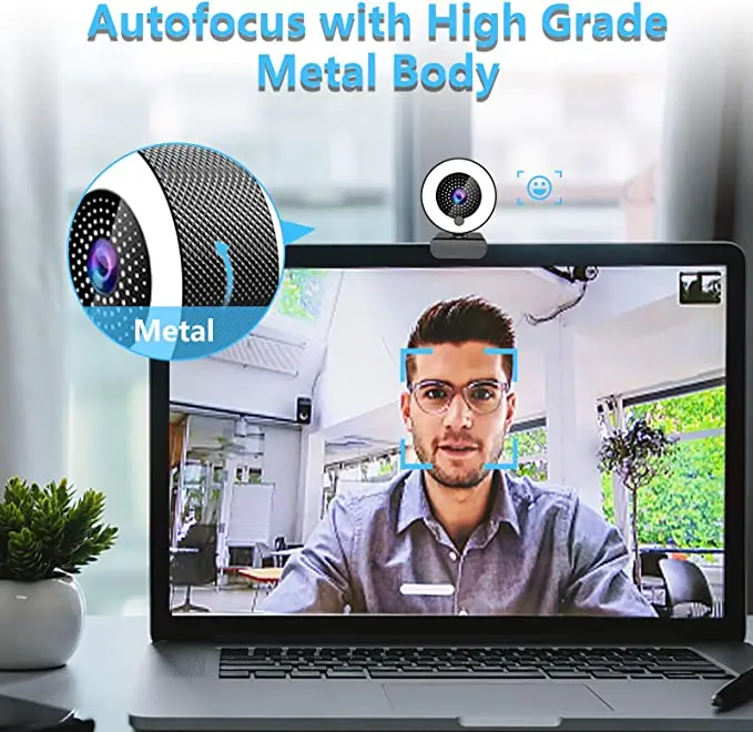 

Angetube Streaming 2K HD Webcam Built in Adjustable Ring Light and Mic. Web Camera for Google Meet Facebook YouTube Streamer