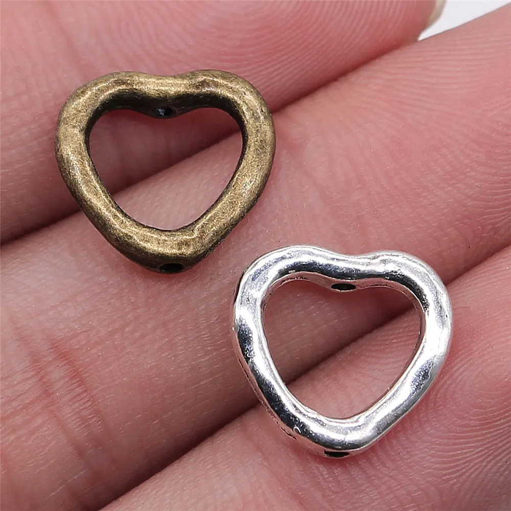 

20pcs 13x14mm Heart Small Hole Beads Heart European Small DIY Beads Heart Beads Charms Small Hole