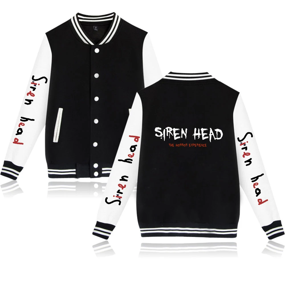 

Siren Head Baseball Jacket Men Sweatshirt Women Kpop Casual Oversized Hot Fashion Baseball Jacket Siren Head Print Sweatshirt
