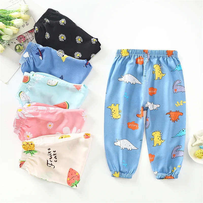 

Kids Pants Boy Girl Summer Cartoons Pleated Trousers Children Ankle-length Pants for Baby Boys Pants Casual Harem Pants