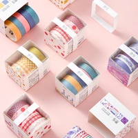 5 pcs basic solid color masking washi tape set decoration diy diary planner journal craft scrapbooking label stickers stationery