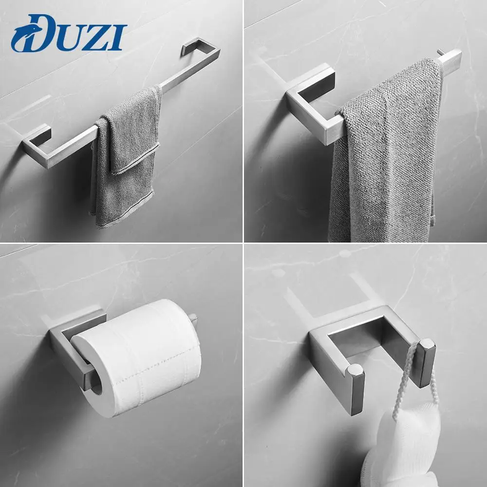 

Bathroom Accessories Set Contain With Single Towel Bar Robe Hook Paper Holder Stainless Steel Nickel Brushed Bath Hardware Sets