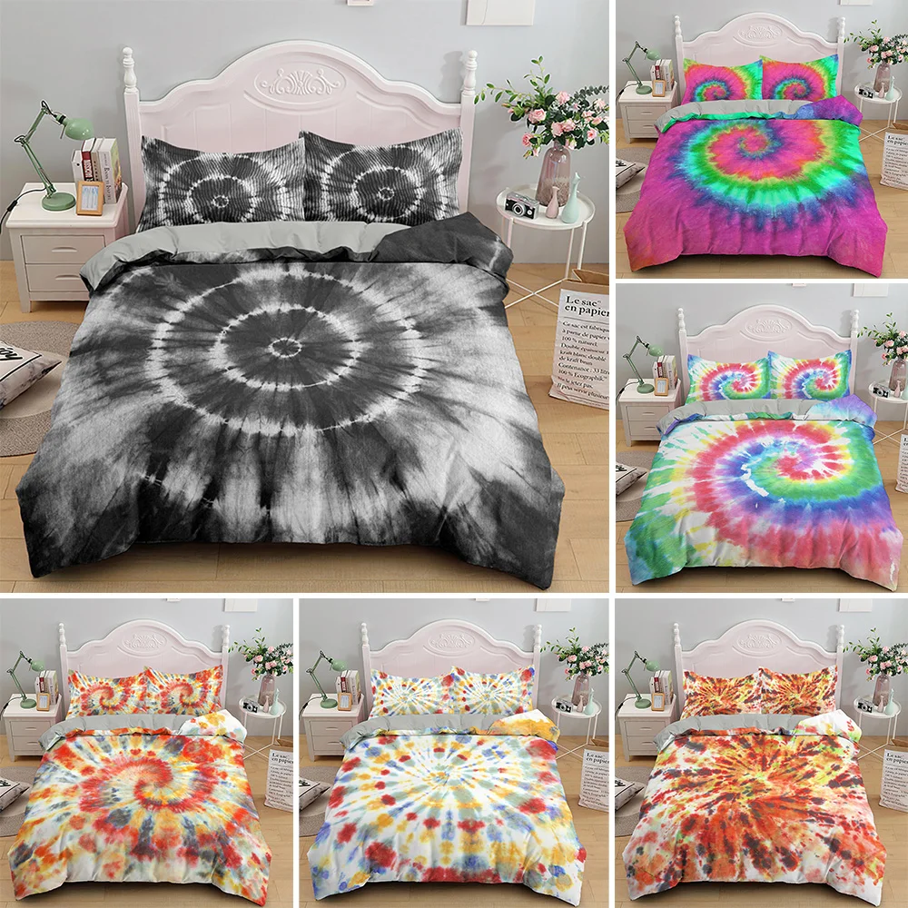 Комплект постельного белья с цветным принтом одеяло 3D рисунком 2/3 предмета