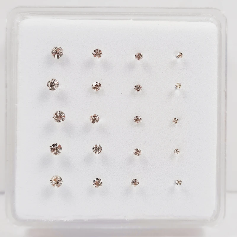 

925 Sterling Silver 1.5mm 2mm 2.5mm 3mm mixed size nose stud Clear Crystal Nose Pin Bone Tiny Nariz Piercing Jewelry 20pcs/pack