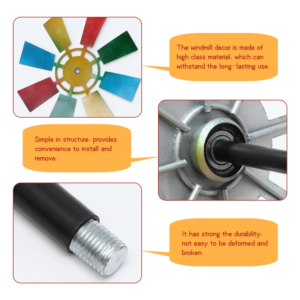 

1Pc Iron Windmill Insert Rod Rotating Windmill Decor Outdoor Landscape Ornament