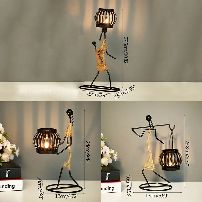 

Strongwell Nordic Metal Candlestick Abstract Character Sculpture Candle Holder Decor Handmade Figurines Home Decoration Art Gift