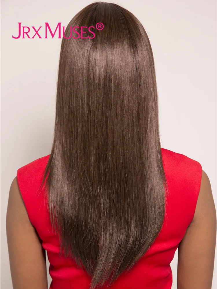 STACY | Шелковистые прямые человеческие волосы парики темно коричневого цвета