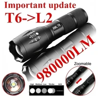 portable t6 tactical military led flashlight 980000lm zoomable 5 mode without battery outdoor tools