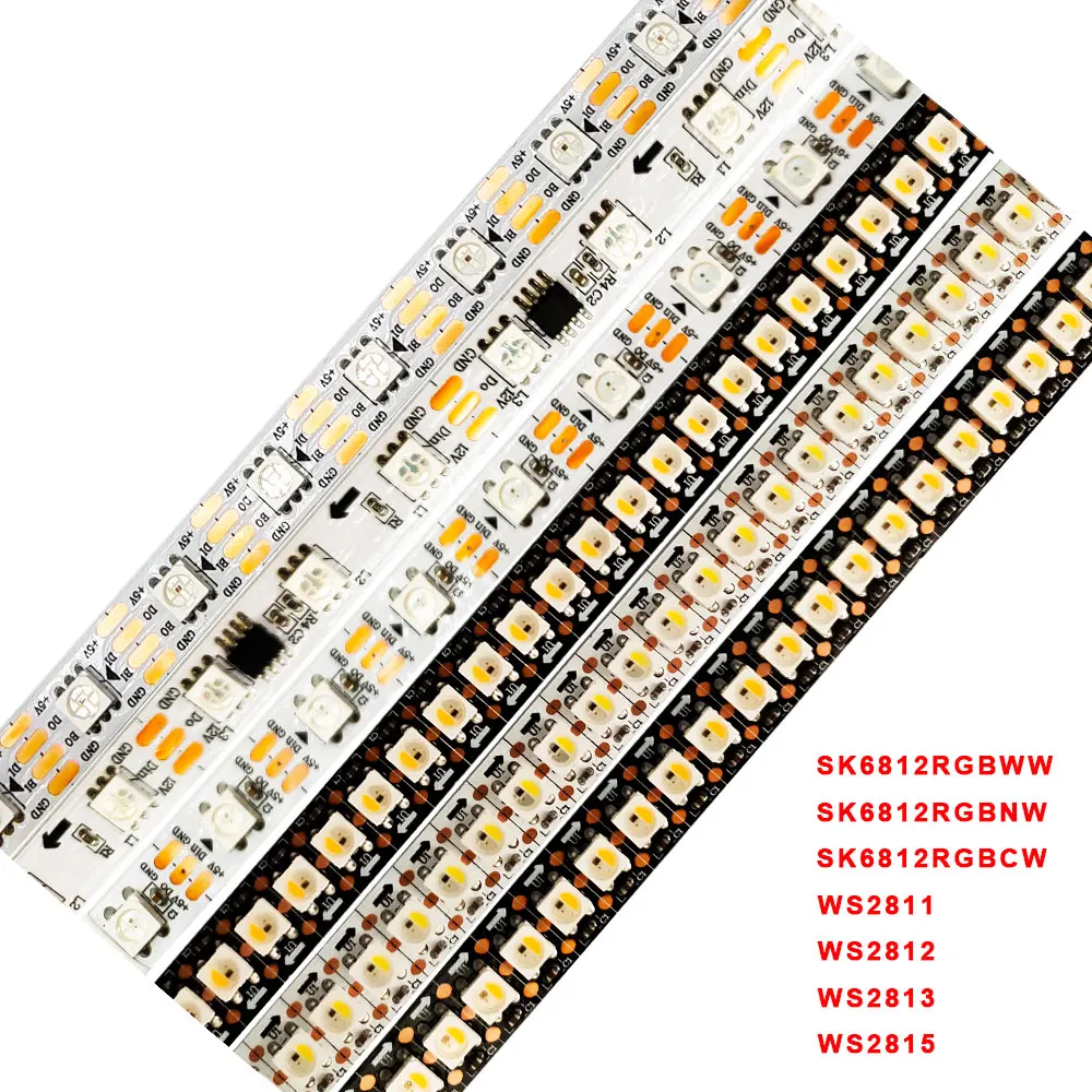 Светодиодная лента RGB WS2812B/WS2811/WS2813/WS2815/SK6812 черная/белая печатная плата 30/60/144
