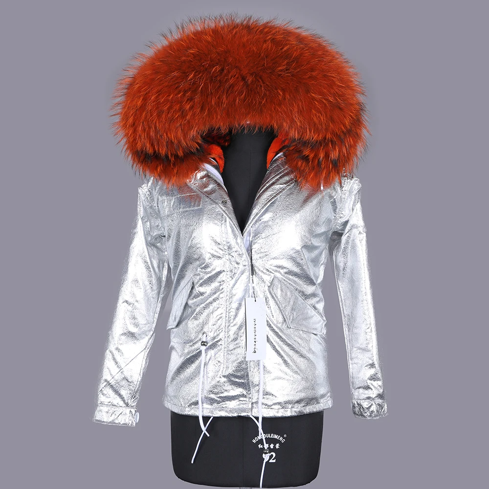 The new Maomokong 2020 real raccoon collar winter women's wear jacket with cotton thickened silver winter coat Women's jacket