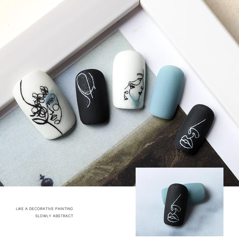 2020 Новые Стикеры 3D на ногти Nail Art в богемном стиле черного цвета с надписью и