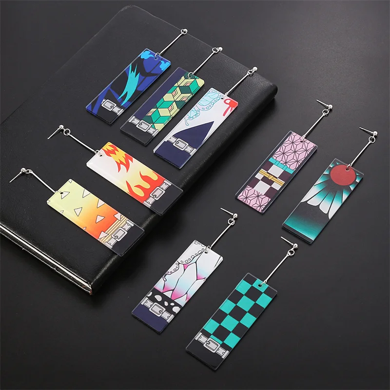 46 стилей Модные Акриловые серьги Tanjiro красочные для рассекания демонов большие